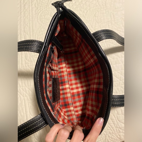 Vintage Brighton Black Pebbled Leather Shoulder Bag - Plaid Lined - Picture 7 of 15